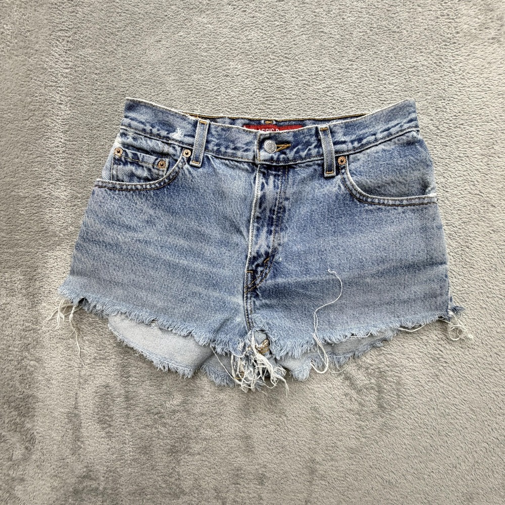 Levis Shorts Womens Measured 28x2 Blue Cut-Off 550 Classic Frayed Distressed